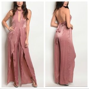 THE CLOTHING COMPANY mauve beaded halter romper